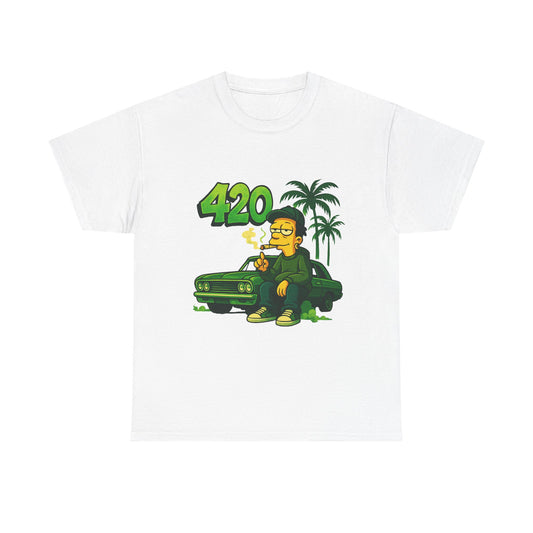 420 Cali Vibes Unisex Heavy Cotton Tee, Retro Cartoon Shirt, Streetwear Tee, Gift for Stoners, 420 Celebration T-Shirt
