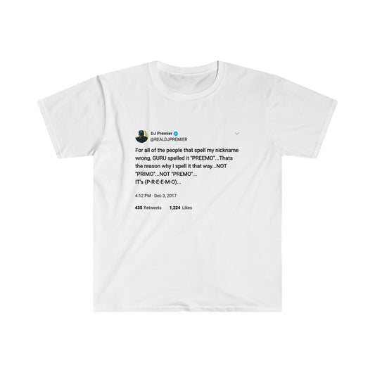 Preemo Twitter Tee, RIP GURU of Gang Starr