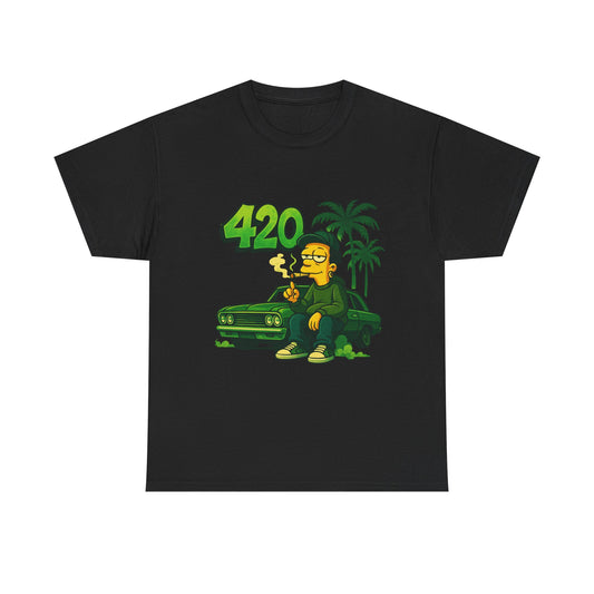 420 Cali Vibes Unisex Heavy Cotton Tee, Retro Cartoon Shirt, Streetwear Tee, Gift for Stoners, 420 Celebration T-Shirt